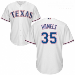 Mens Majestic Texas Rangers 35 Cole Hamels Replica White Home Cool Base MLB Jersey