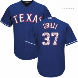 Mens Majestic Texas Rangers 37 Jason Grilli Authentic Royal Blue Team Logo Fashion Cool Base MLB Jersey 