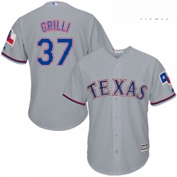 Mens Majestic Texas Rangers 37 Jason Grilli Replica Grey Road Cool Base MLB Jersey 