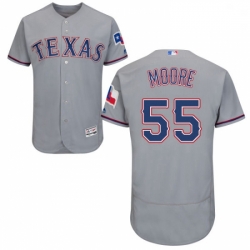 Mens Majestic Texas Rangers 55 Matt Moore Grey Road Flex Base Authentic Collection MLB Jersey