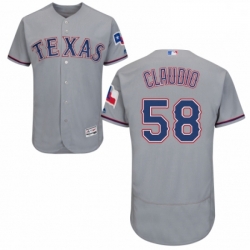 Mens Majestic Texas Rangers 58 Alex Claudio Grey Road Flex Base Authentic Collection MLB Jersey