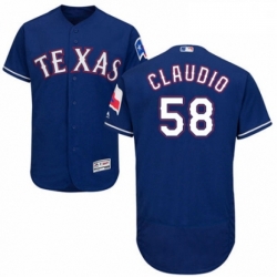 Mens Majestic Texas Rangers 58 Alex Claudio Royal Blue Alternate Flex Base Authentic Collection MLB Jersey 