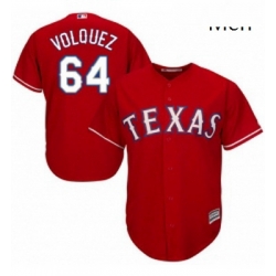 Mens Majestic Texas Rangers 64 Edinson Volquez Replica Red Alternate Cool Base MLB Jersey 