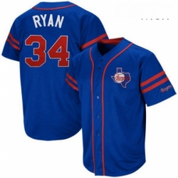 Mens Mitchell and Ness Texas Rangers 34 Nolan Ryan Replica Blue Throwback MLB Jersey