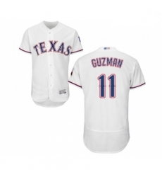 Mens Texas Rangers 11 Ronald Guzman White Home Flex Base Authentic Collection Baseball Jersey