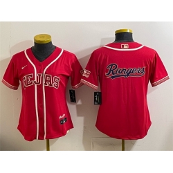 Women Texas Rangers Team Big Logo Red 2026 City Connect Stadium Stitched Baseball Jersey  S