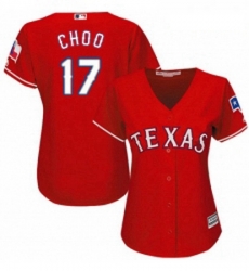 Womens Majestic Texas Rangers 17 Shin Soo Choo Replica Red Alternate Cool Base MLB Jersey