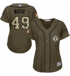 Womens Majestic Texas Rangers 49 Jon Niese Replica Green Salute to Service MLB Jersey 