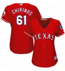 Womens Majestic Texas Rangers 61 Robinson Chirinos Authentic Red Alternate Cool Base MLB Jersey 