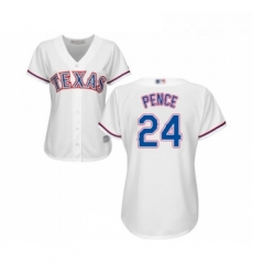 Womens Texas Rangers 24 Hunter Pence Replica White Home Cool Base Baseball Jersey 