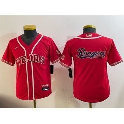 Youth Texas Rangers Team Big Logo Red 2026 City Connect Stadium Stitched Baseball JerseyS