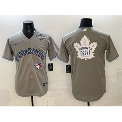 Men Toronto Blue Jays  26 Leafs Grey 2025 World Series With White Leafs Logo Cool Base Stitched Baseball Jersey