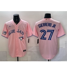 Men Toronto Blue Jays  27 Vladimir Guerrero Jr  Pink 50 Seasons Patch Stitched Baseball Jersey