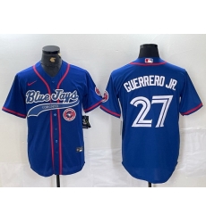 Men Toronto Blue Jays 27 Vladimir Guerrero Jr  Royal Cool Base Stitched Baseball Jersey 2