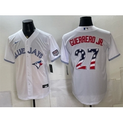 Men Toronto Blue Jays  27 Vladimir Guerrero Jr  White 2026 USA 250 Fourth of July Stitched Baseball Jersey
