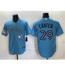Men Toronto Blue Jays  29 Joe Carter Blue 50 Seasons Patch Stitched Baseball Jersey