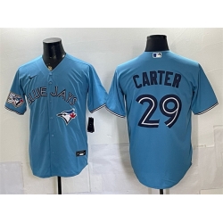 Men Toronto Blue Jays  29 Joe Carter Blue 50 Seasons Patch Stitched Baseball Jersey