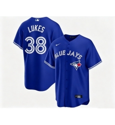 Men Toronto Blue Jays Nathan Lukes 38 Blue Away Flex Base Stitched Baseball Jersey