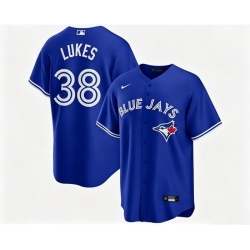 Men Toronto Blue Jays Nathan Lukes 38 Blue Away Flex Base Stitched Baseball Jersey