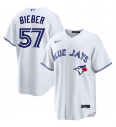 Men Toronto Blue Jays Shane Bieber 57 White Home Limited Stitched Baseball Jersey