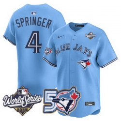 Men Women Youth Blue Jays 50th Patch 2025 World Series Powder Blue 4 Springer Stitched Jersey 