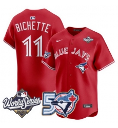 Men Women Youth Blue Jays 50th Patch 2025 World Series Red 11 Bichette Stitched Jersey 