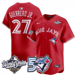 Men Women Youth Blue Jays 50th Patch 2025 World Series Red 27 Guerrero JR. Stitched Jersey 