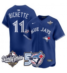 Men Women Youth Blue Jays 50th Patch 2025 World Series Royal 11 Bichette Stitched Jersey Men Women Youth Blue Jays 50th Patch 2025 World Series Royal 11 Bichette Stitched Jersey