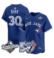 Men Women Youth Blue Jays 50th Patch 2025 World Series Royal 30 Kirk Stitched Jersey 