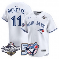 Men Women Youth Blue Jays 50th Patch 2025 World Series White 11 Bichette Stitched Jersey 
