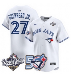 Men Women Youth Blue Jays 50th Patch 2025 World Series White 27 Guerrero JR. Stitched Jersey 
