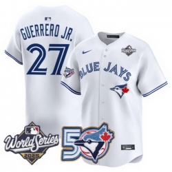 Men Women Youth Blue Jays 50th Patch 2025 World Series White 27 Guerrero JR. Stitched Jersey 