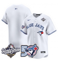 Men Women Youth Blue Jays 50th Patch 2025 World Series White Team Blank Stitched Jersey 
