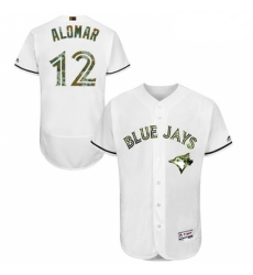 Mens Majestic Toronto Blue Jays 12 Roberto Alomar Authentic White 2016 Memorial Day Fashion Flex Base Jerseys