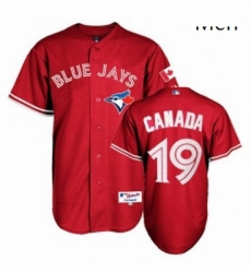 Mens Majestic Toronto Blue Jays 19 Jose Bautista Authentic Red Canada Day MLB Jersey