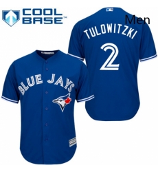 Mens Majestic Toronto Blue Jays 2 Troy Tulowitzki Replica Blue Alternate MLB Jersey