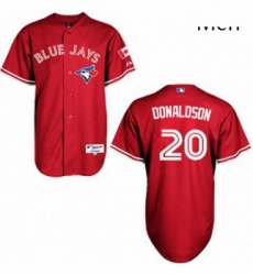 Mens Majestic Toronto Blue Jays 20 Josh Donaldson Authentic Red Canada Day MLB Jersey