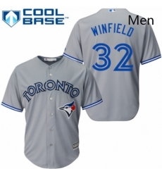 Mens Majestic Toronto Blue Jays 32 Dave Winfield Replica Grey Road MLB Jersey 