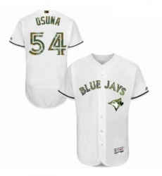 Mens Majestic Toronto Blue Jays 54 Roberto Osuna Authentic White 2016 Memorial Day Fashion Flex Base Jersey