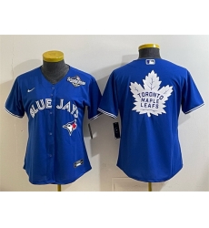 Women Toronto Blue Jays 26 Leafs Royal 2025 World Series With White Leafs Logo Cool Base Stitched Baseball Jersey Women Toronto Blue Jays 26 Leafs Royal 2025 World Series With White Leafs Logo Cool Base Stitched Baseball Jersey
