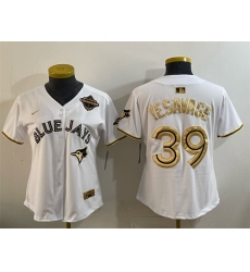 Women Toronto Blue Jays 39 Trey Yesavage White Gold 2025 American League Champions Limited Stitched Baseball Jersey 