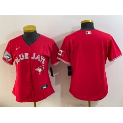 Women Toronto Blue Jays Blank Red 50 Seasons Patch Stitched Baseball Jersey  