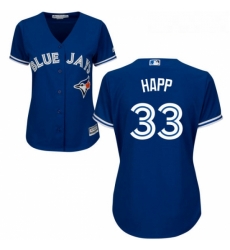 Womens Majestic Toronto Blue Jays 33 JA Happ Replica Blue Alternate MLB Jersey