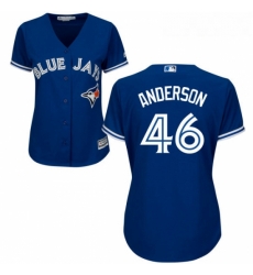 Womens Majestic Toronto Blue Jays 46 Brett Anderson Authentic Blue Alternate MLB Jersey 