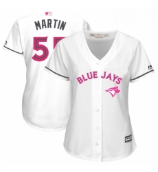 Womens Majestic Toronto Blue Jays 55 Russell Martin Authentic White Mothers Day Cool Base MLB Jersey