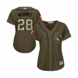 Womens Toronto Blue Jays 28 Billy McKinney Authentic Green Salute to Service Baseball Jersey 