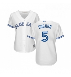 Womens Toronto Blue Jays 5 Eric Sogard Replica White Home Baseball Jersey 