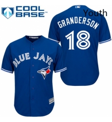 Youth Majestic Toronto Blue Jays 18 Curtis Granderson Authentic Blue Alternate MLB Jersey 