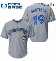 Youth Majestic Toronto Blue Jays 19 Jose Bautista Authentic Grey Road MLB Jersey