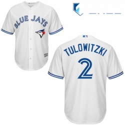 Youth Majestic Toronto Blue Jays 2 Troy Tulowitzki Replica White Home MLB Jersey